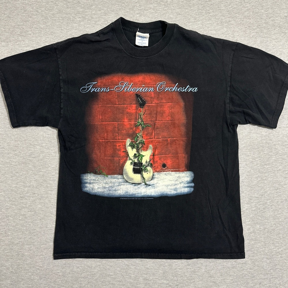 Trans Siberian Orchestra 2003 Tour Guitar Graphic Band Tee Shirt Mens XL Black